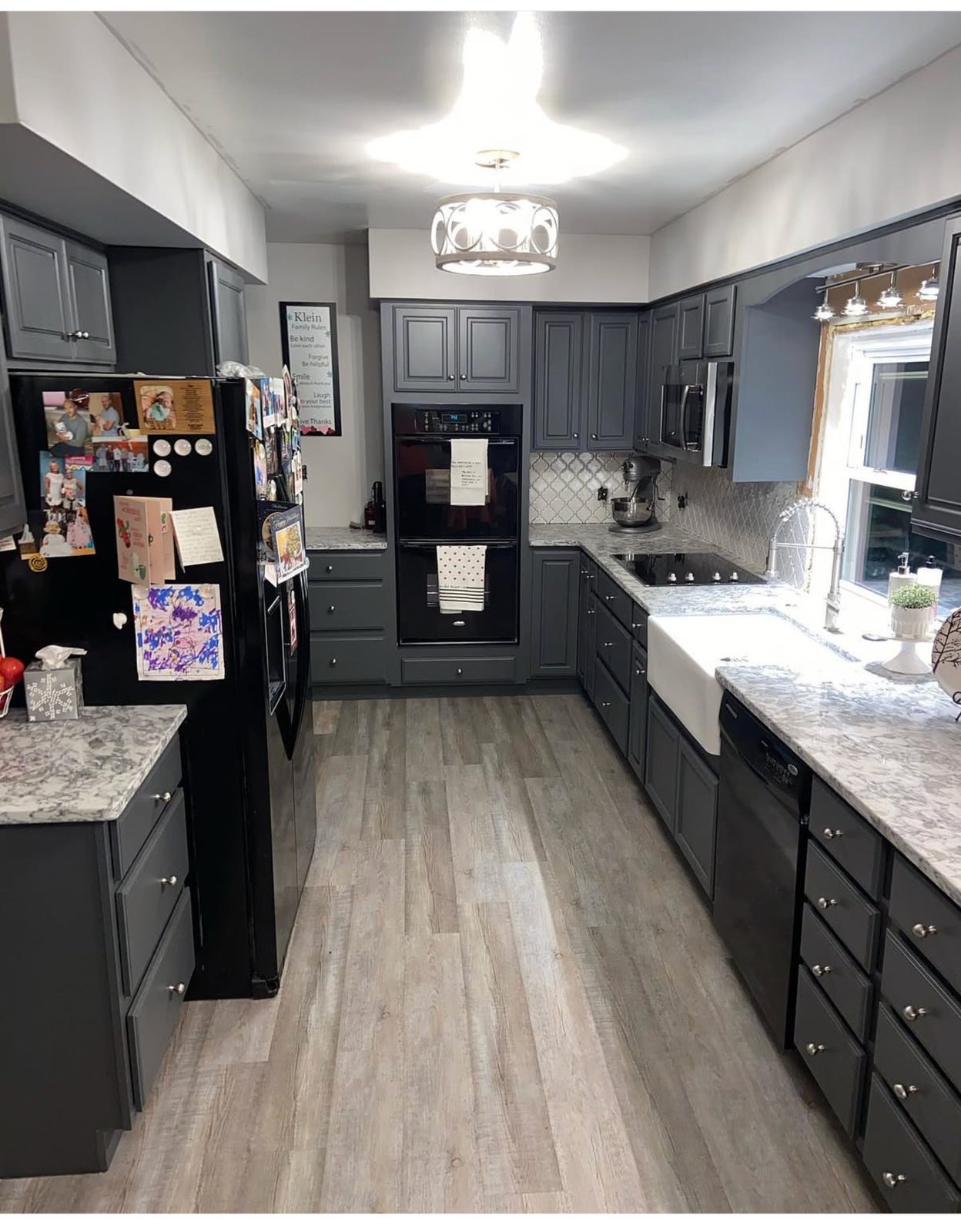 After angle of second Grand Rapids kitchen remodel with updated dining area